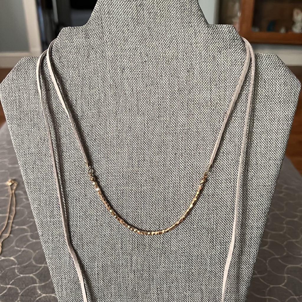 Altard State Grey Wrap Necklace With Gold Charms 15$